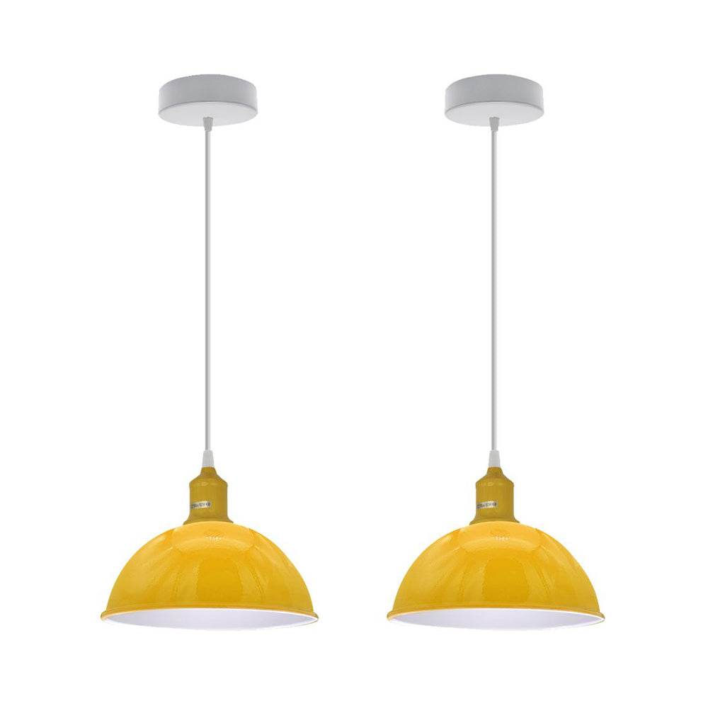 Yellow Small Dome Pendant Lights - Without Bulbs - 2 Pack