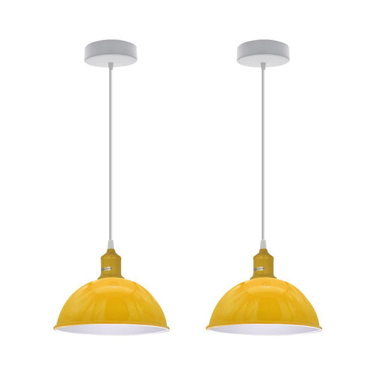 Yellow Small Dome Pendant Lights - Without Bulbs - 2 Pack