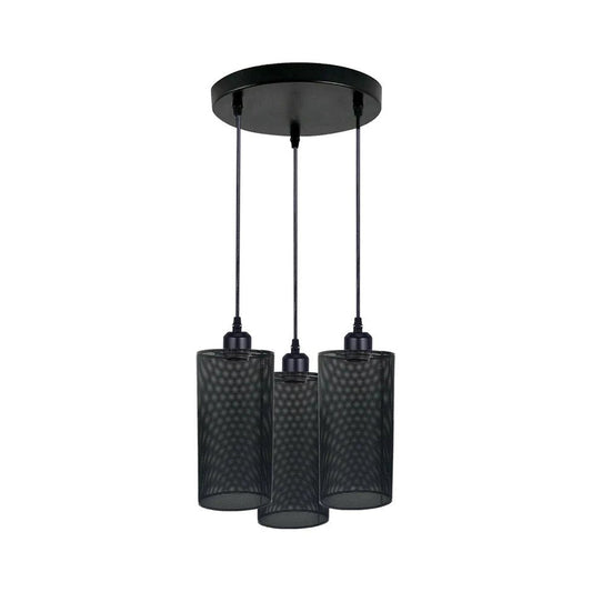 Black 3 Way Cage Cylinder Pendant Light
