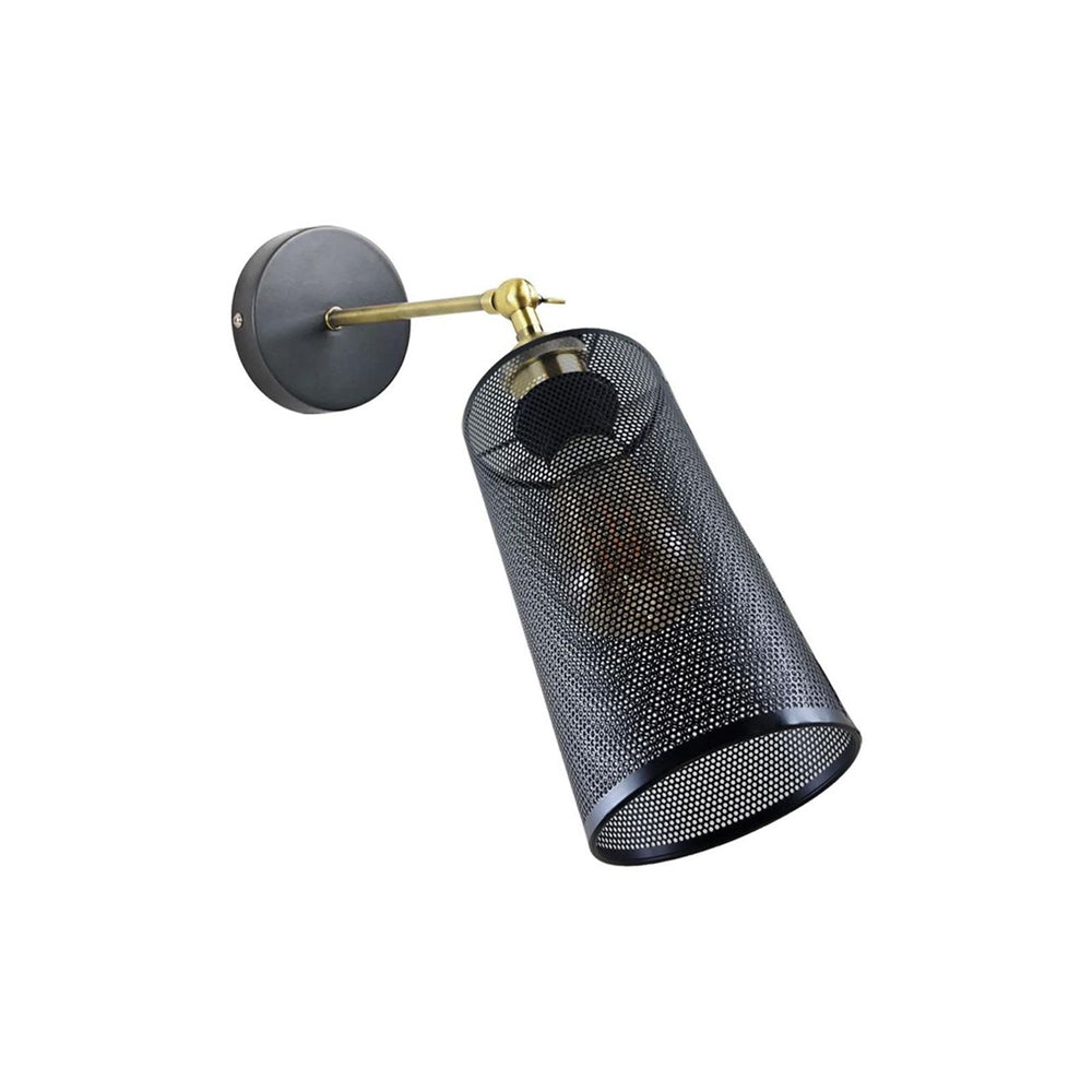 Black & Brass Cage Cylinder Wall Light