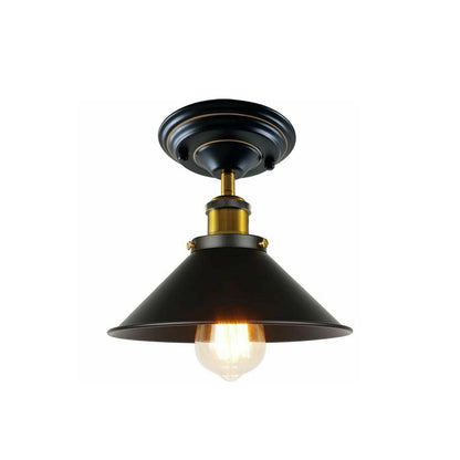 Black Cone Vintage Style Ceiling Light - Flush Mounted