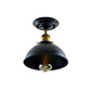 Black Dome Vintage Style Ceiling Light - Flush Mounted