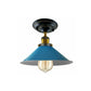 Blue Cone Vintage Style Ceiling Light - Flush Mounted