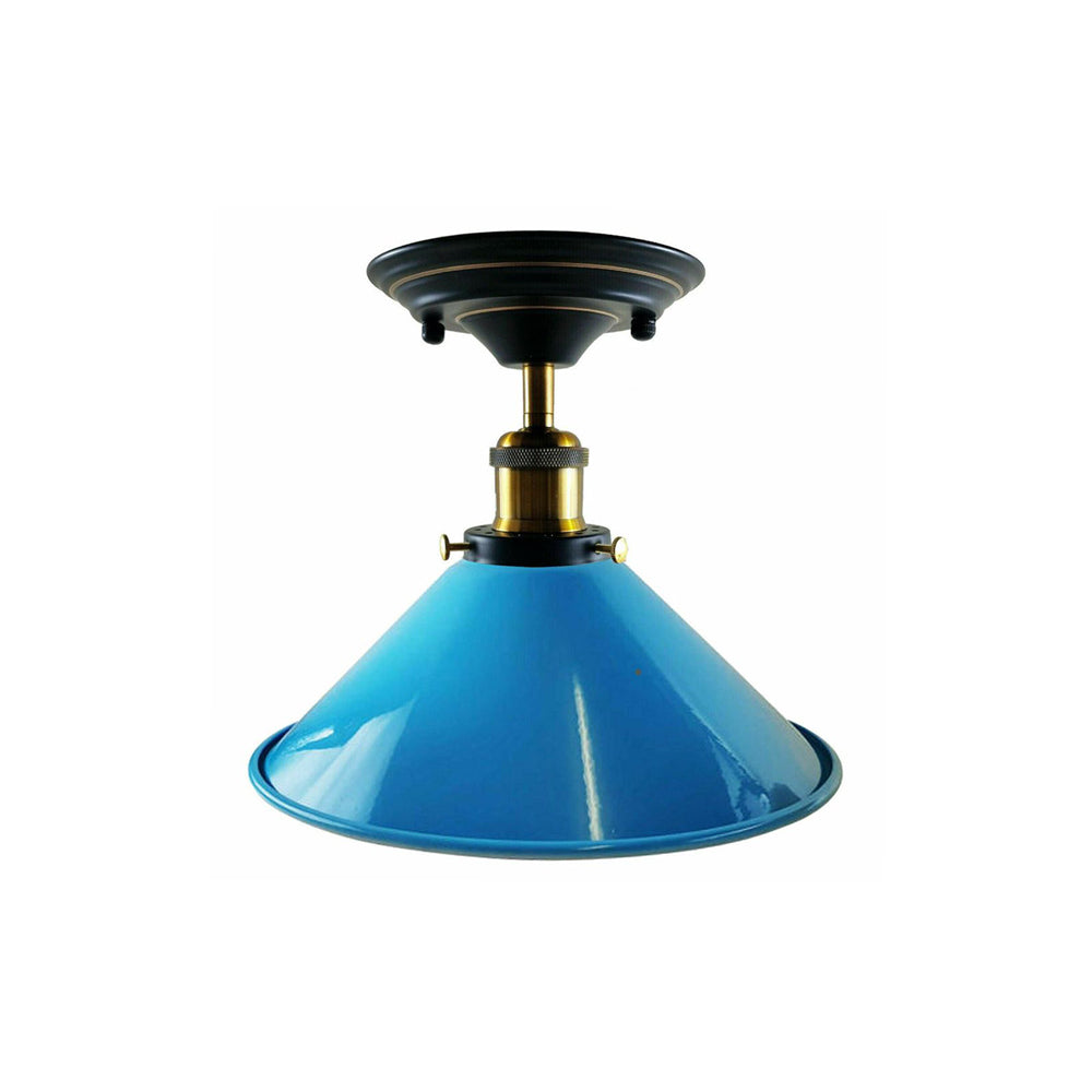 Blue Cone Vintage Style Ceiling Light - Flush Mounted