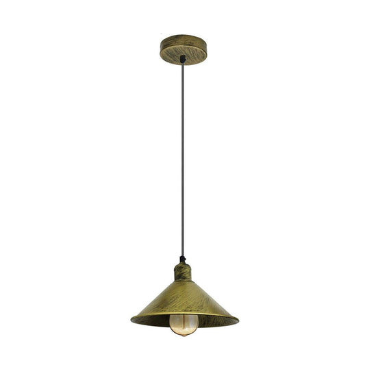 Brushed Brass Cone Vintage Pendant Light