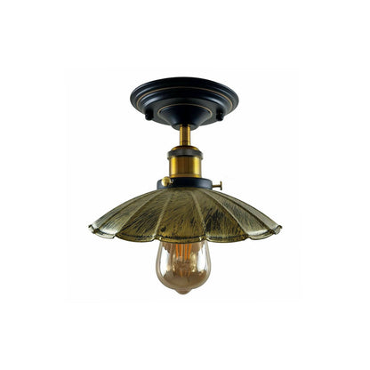 Brushed Brass Umbrella Vintage Style Ceiling Light - Flush Mounted