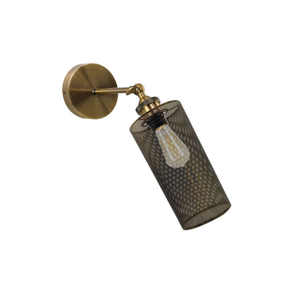 Brushed Copper Cage Cylinder Wall Light
