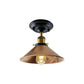 Brushed Copper Cone Vintage Style Ceiling Light - Flush Mounted