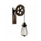 Brushed Copper Cage Pulley Light - Wall Mounted