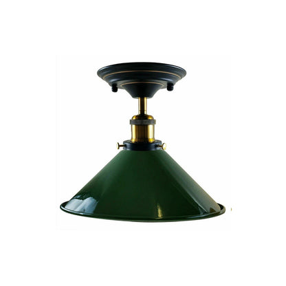 Green Cone Vintage Style Ceiling Light - Flush Mounted