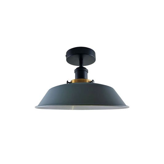 Grey Bowl Industrial Ceiling Light - Flush Mounted