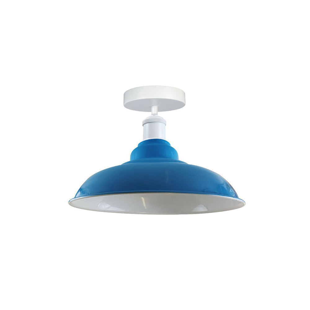 Light Blue Bowl Retro Ceiling Light - Flush Mounted
