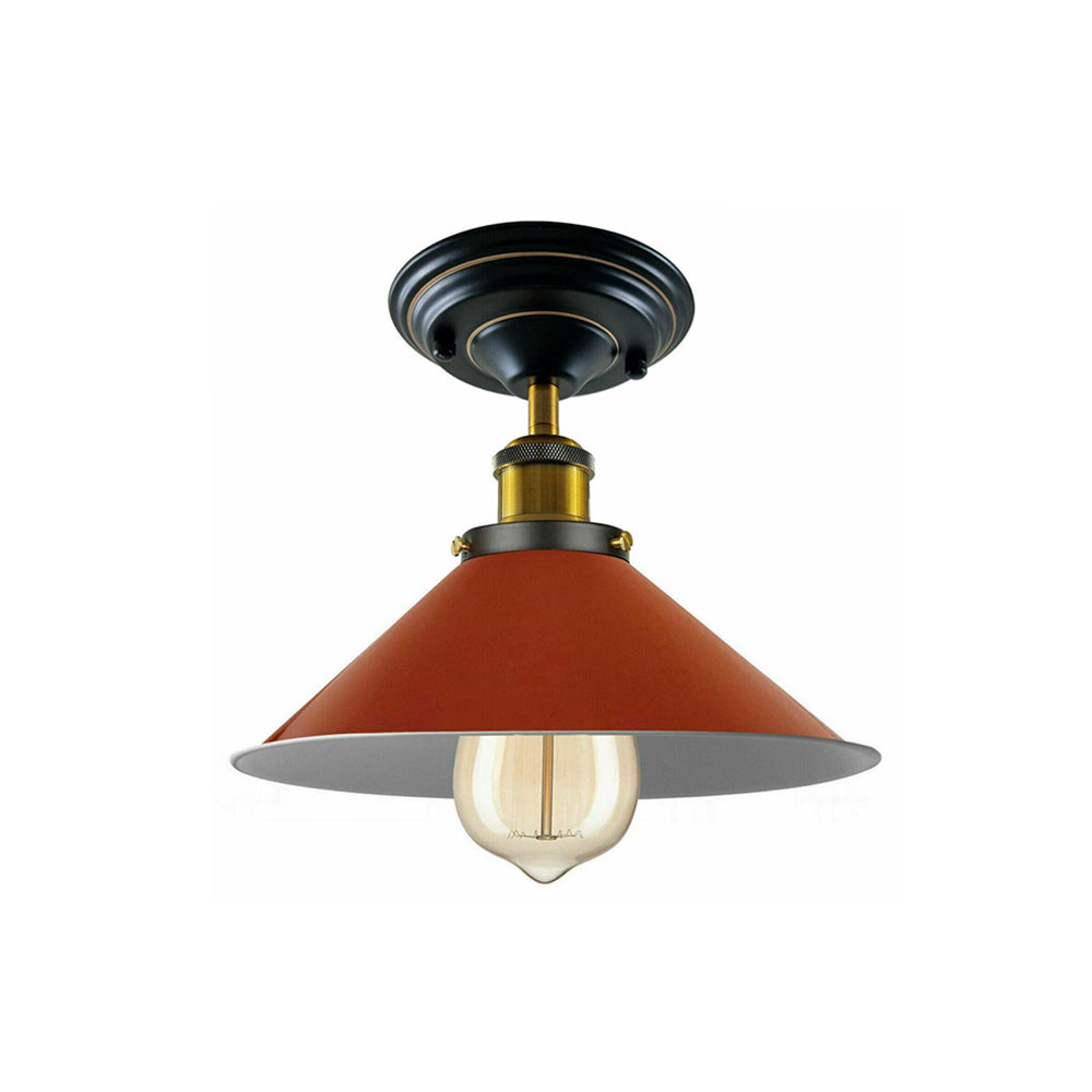 Orange Cone Vintage Style Ceiling Light - Flush Mounted