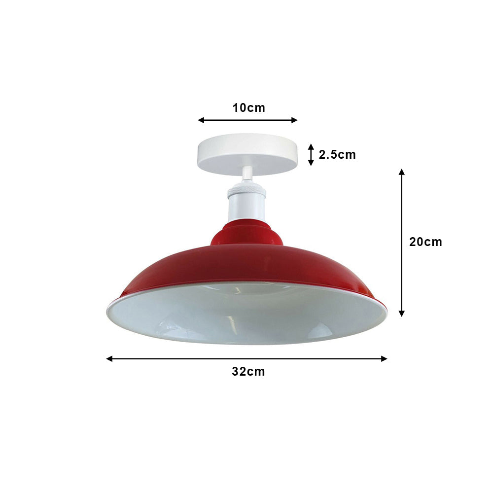 Red Bowl Retro Ceiling Light - Flush Mounted