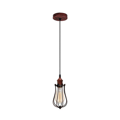 Rustic Red Cage Pendant Light