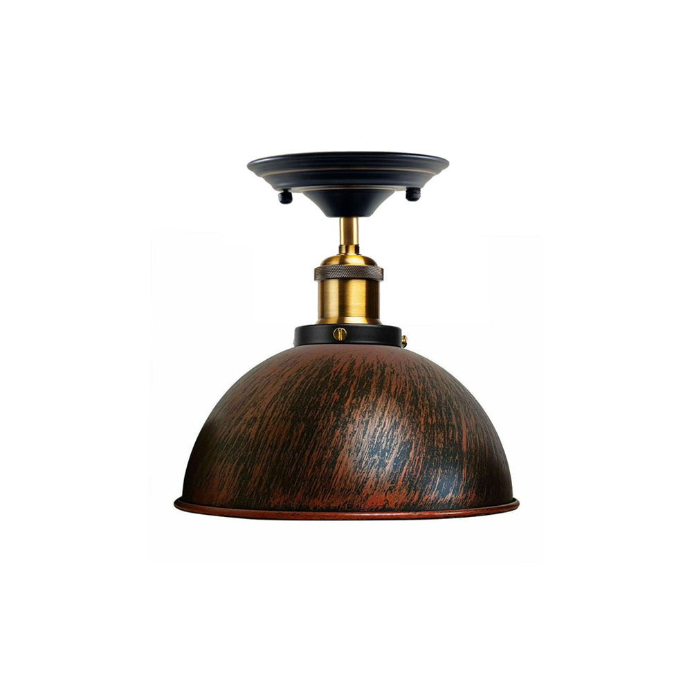 Rustic Red Dome Vintage Style Ceiling Light - Flush Mounted
