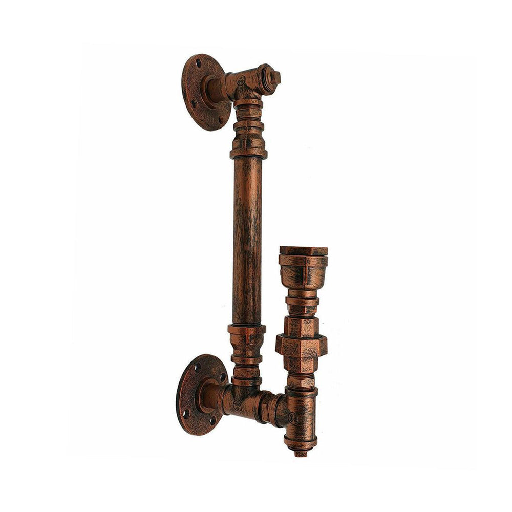 Rustic Red Steampunk Pipe Wall Light