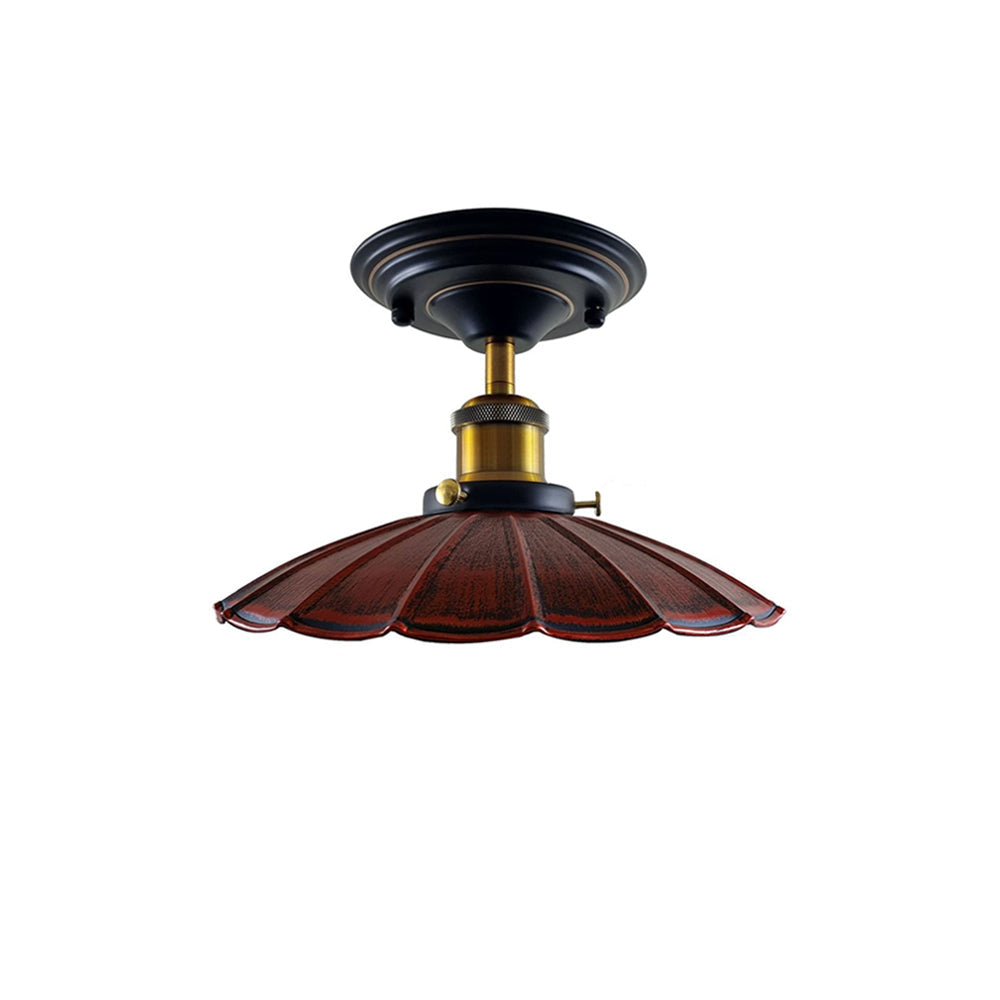 Rustic Red Umbrella Vintage Style Ceiling Light - Flush Mounted