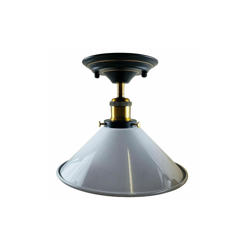 White Cone Vintage Style Ceiling Light - Flush Mounted